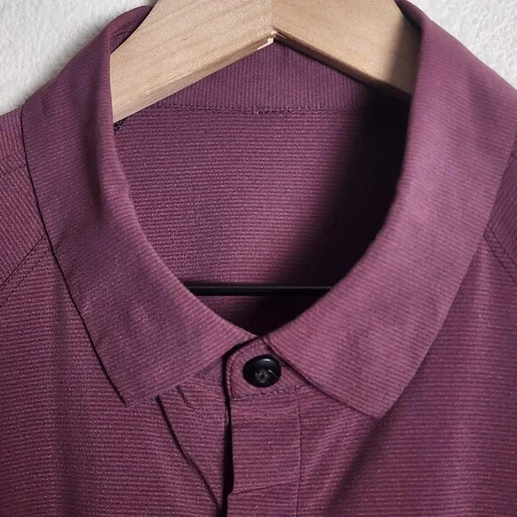 Lululemon Shirt Mens Large Purple Stripe Long Sleeve Button Up Stretch Casual - Picture 4 of 8